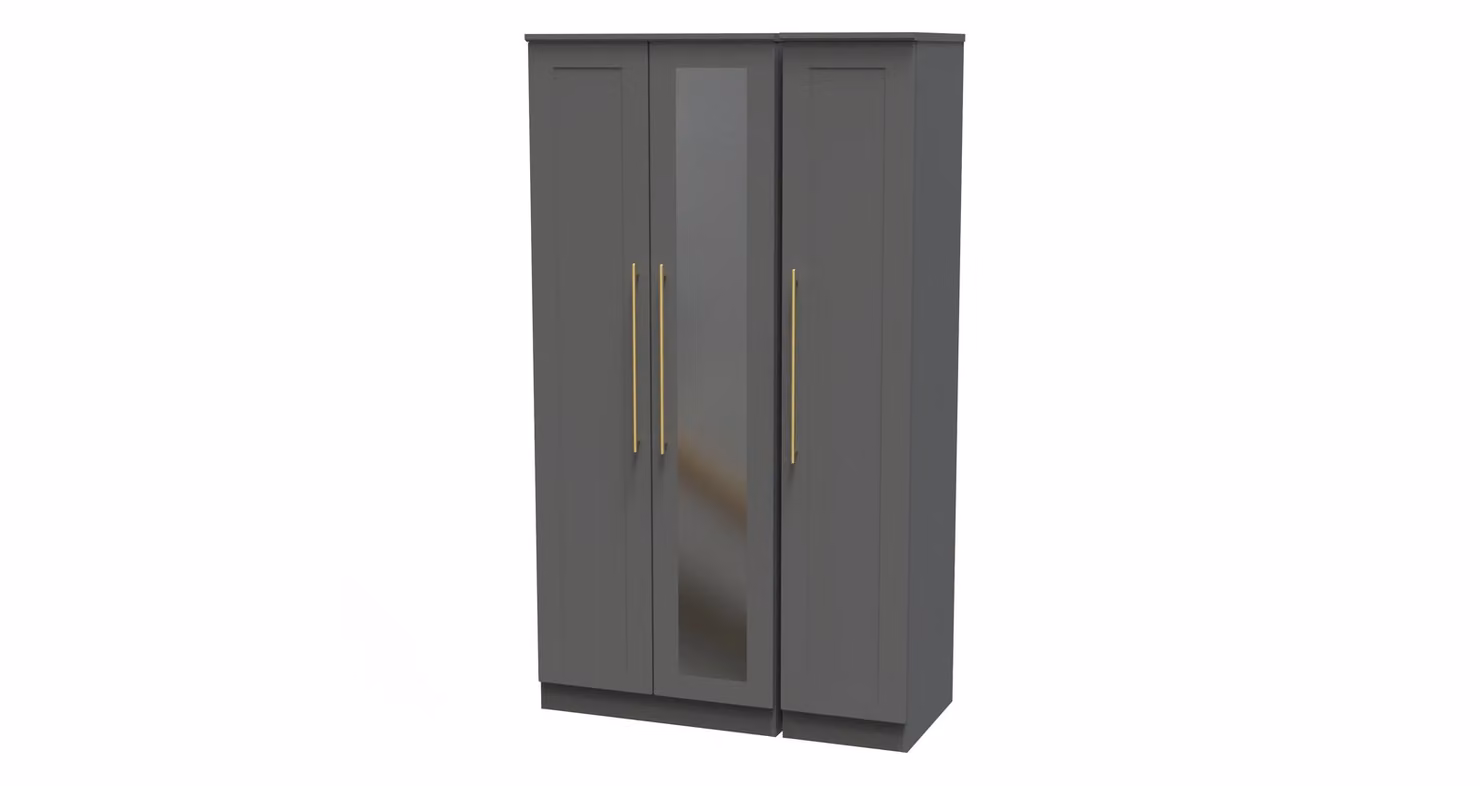 2 U Helmsley Tall Triple Mirror Wardrobe in Dark Grey – 2