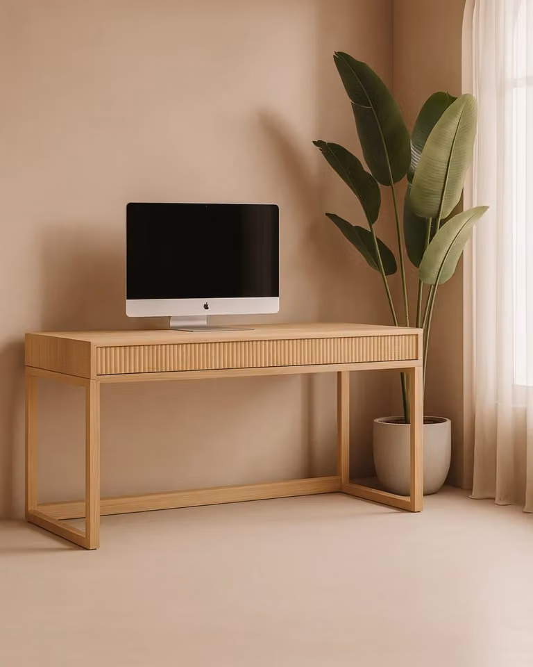 Tommy Franks Costine Writing Desk in Ash Oak and Beige