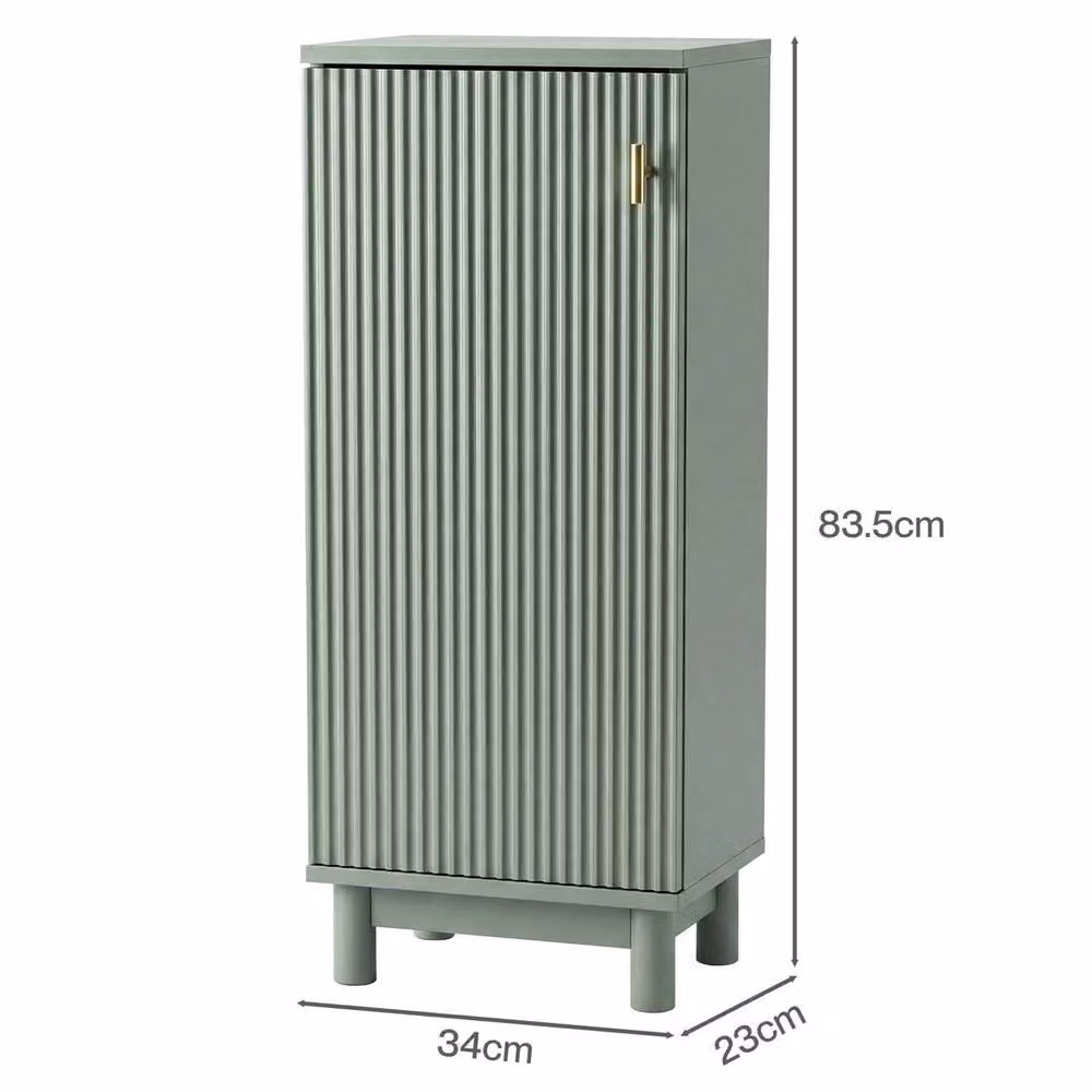 VOGREX Narrow 3-Tier Fluted Tall Bathroom Storage Cabinet in Green, H 83.5 x W 34.0 cm – 2