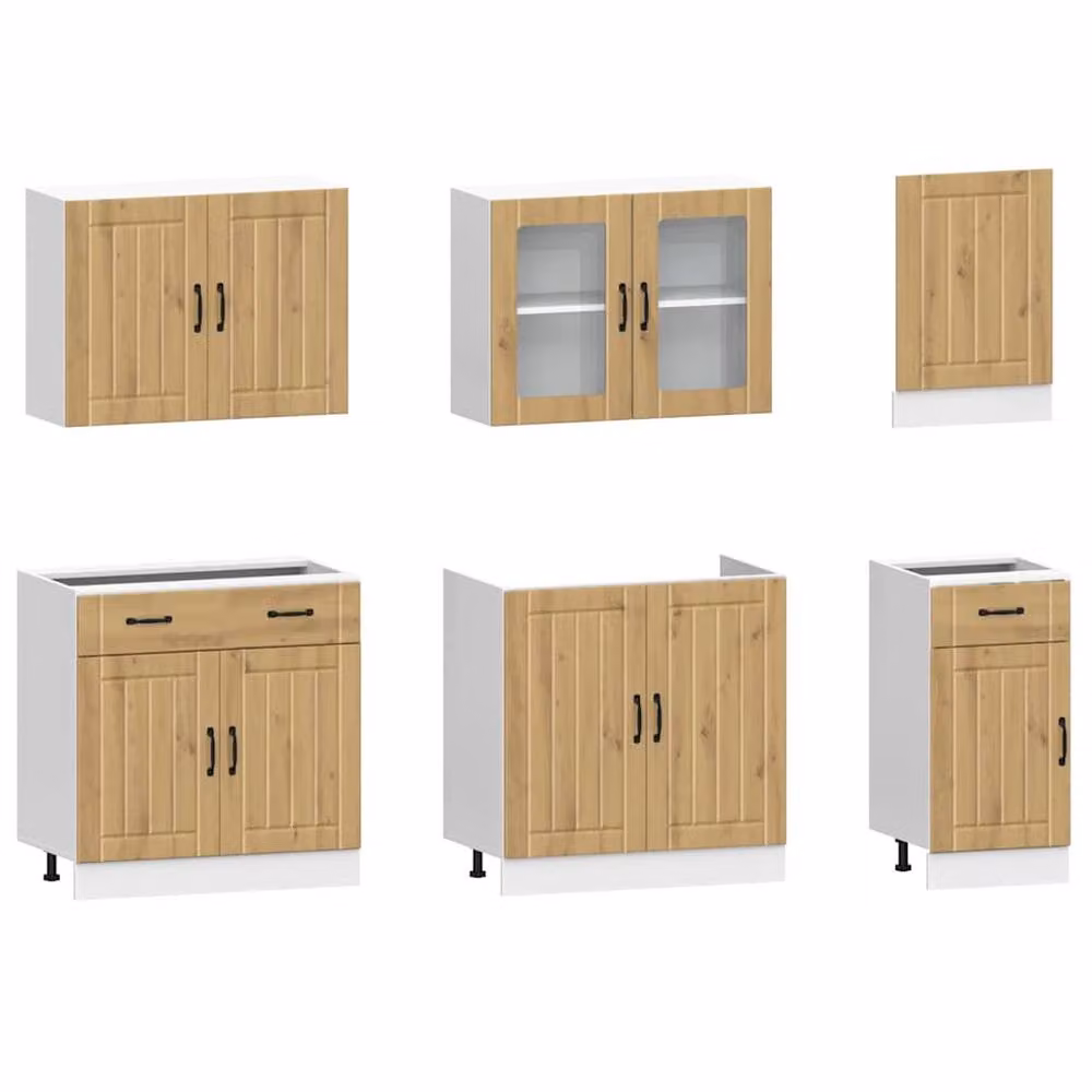 Berkfield Home Kalmar 7 Piece Kitchen Cabinet Set in Artisan Oak Brown Engineered Wood – 2