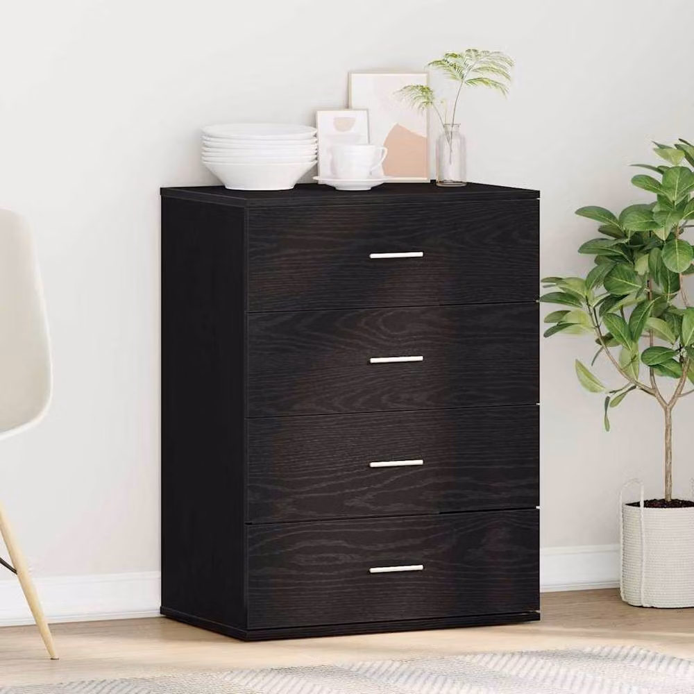 Berkfield Home Modern Sideboard with Drawer in Black Oak Engineered Wood – 2