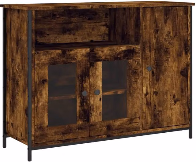 Berkfield Home Smoked Oak Sideboard in Brown, W/D/H: 100 x 35 x 75 cm