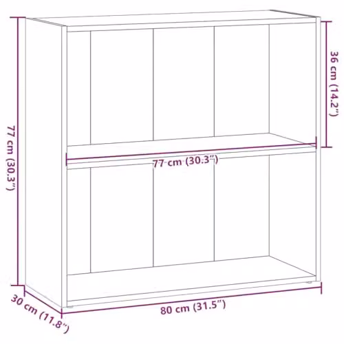 vidaXL Rustic Old Wood Bookcase in Brown, W/D/H: 80 x 30 x 77 cm – 2