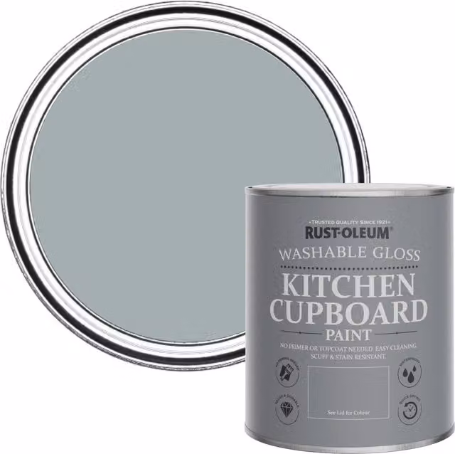 Rust-Oleum Kitchen Cupboard Paint in Gloss Finish, Grey, 0.75 l