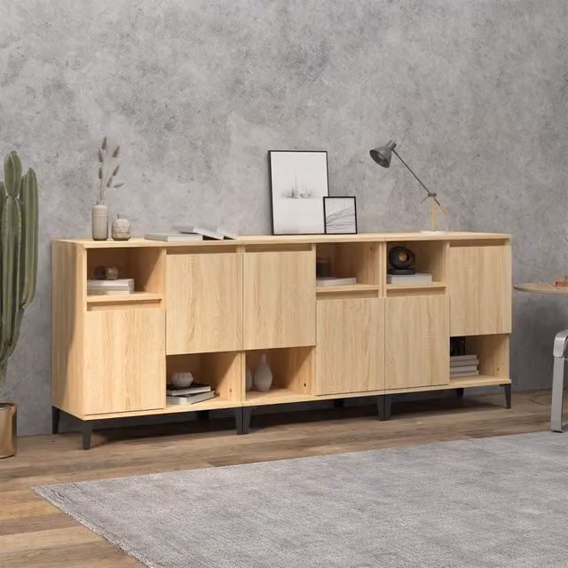 Berkfield Home 3-Piece Sonoma Oak Sideboard Set in Brown, W/D/H: 60 x 35 x 70 cm