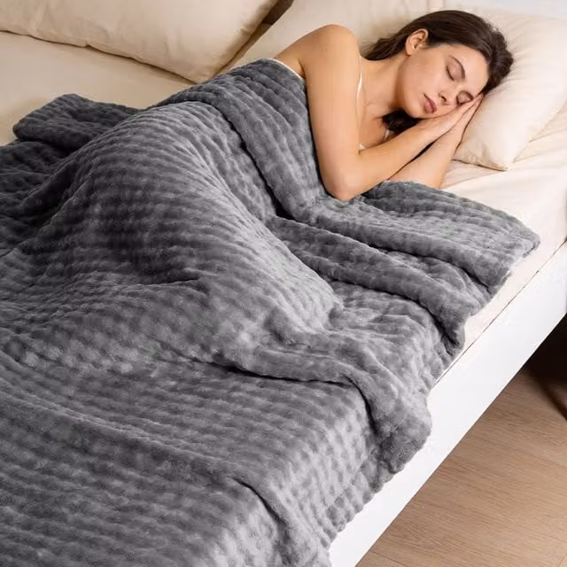 Livingandhome Grey Fleece Throw Blanket, W: 150 cm, L: 200 cm