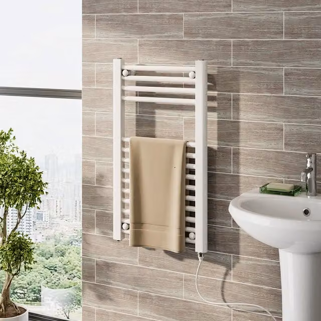 Livingandhome Stainless Steel Electric Towel Radiator Warmer, White, Height: 70 cm
