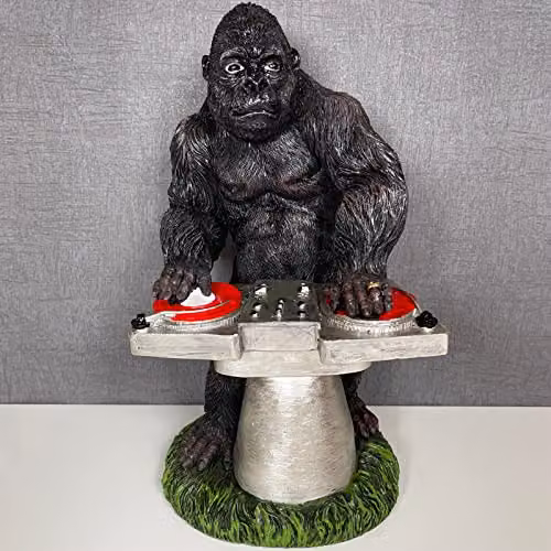 Darthome DJ Gorilla Ornament Black Resin Novelty Ape Figurine Height: 27 cm – 2