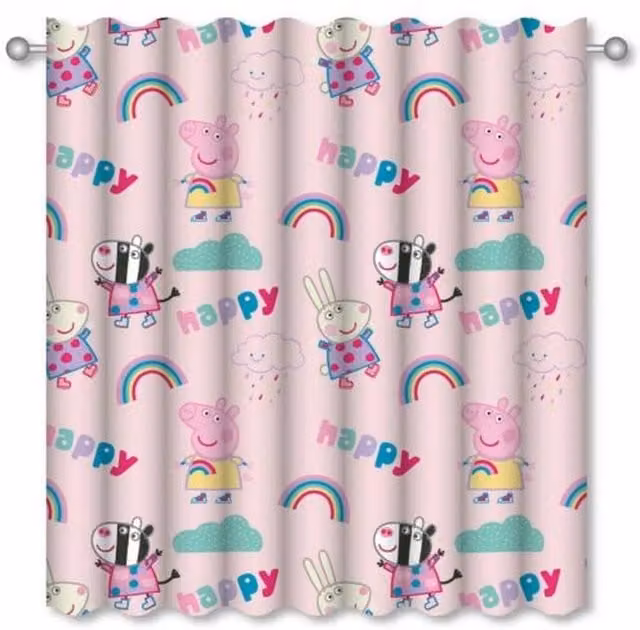 Peppa Pig Storm Pencil Pleat Microfibre Curtains, Pack of 2, Pink