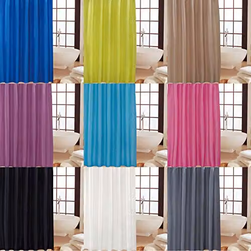 KAV Waterproof and Mould Resistant Polyester Fabric Shower Curtain in Black, W: 180 cm, H: 220 cm – 4