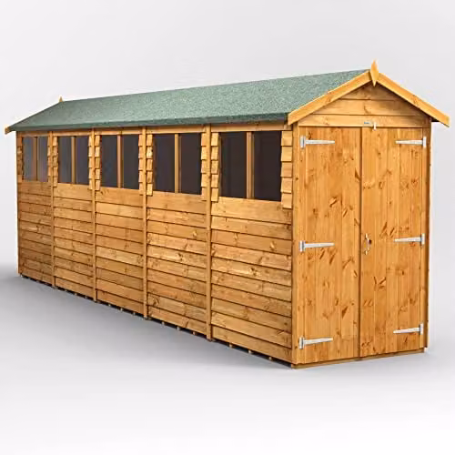 POWER Apex Overlap Wooden Shed in Brown with Toughened Glass and Security Features – 1