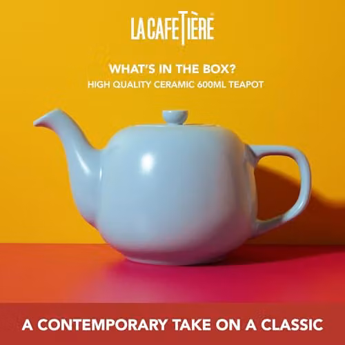 La Cafetiere Blue Ceramic Stoneware Teapot, 600ml – 2