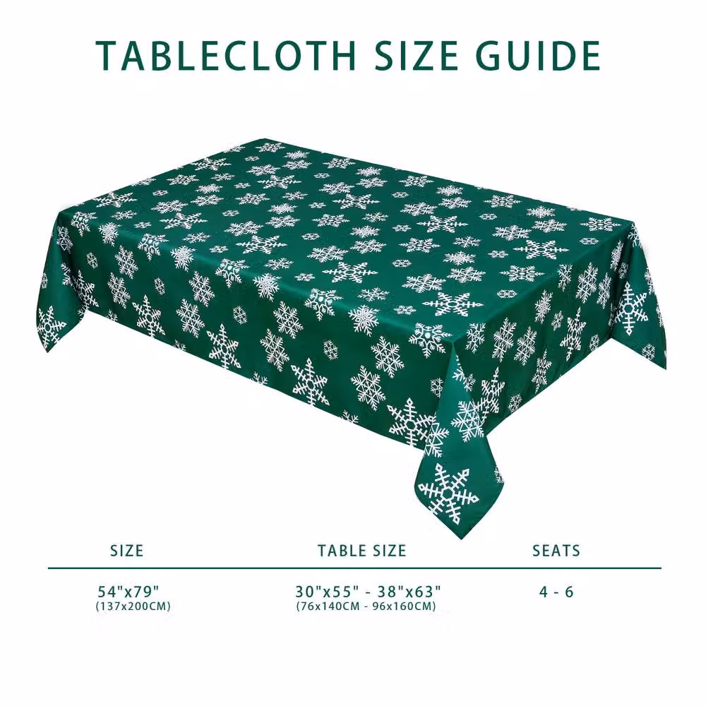 London Boutique Green Snowflake Design Christmas Polyester Rectangular Tablecloth – 3