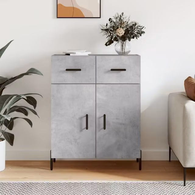 Berkfield Home Modern Sideboard in Grey, W: 69.5 cm, D: 34 cm, H: 90 cm