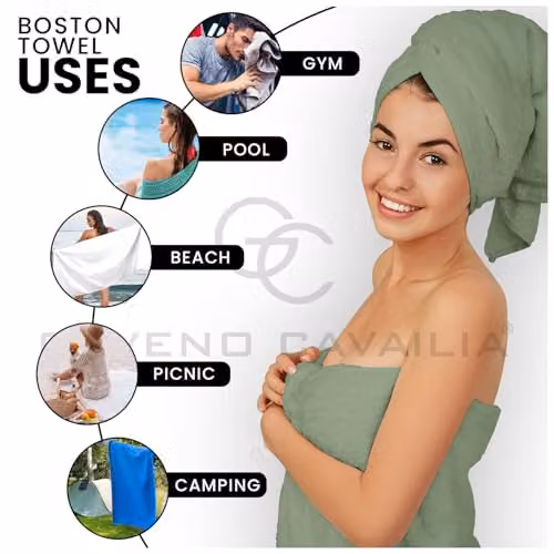 Gaveno Cavailia 8 Piece Egyptian Cotton Towel Set, Sage Green – 2