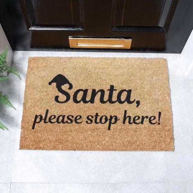 Artsy Mats Santa Please Stop Here Christmas Doormat in Black and Brown, W: 60 cm, D: 40 cm – 1