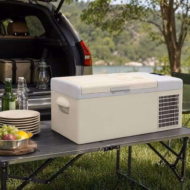 STILVORA 16L Portable Car Fridge in Beige