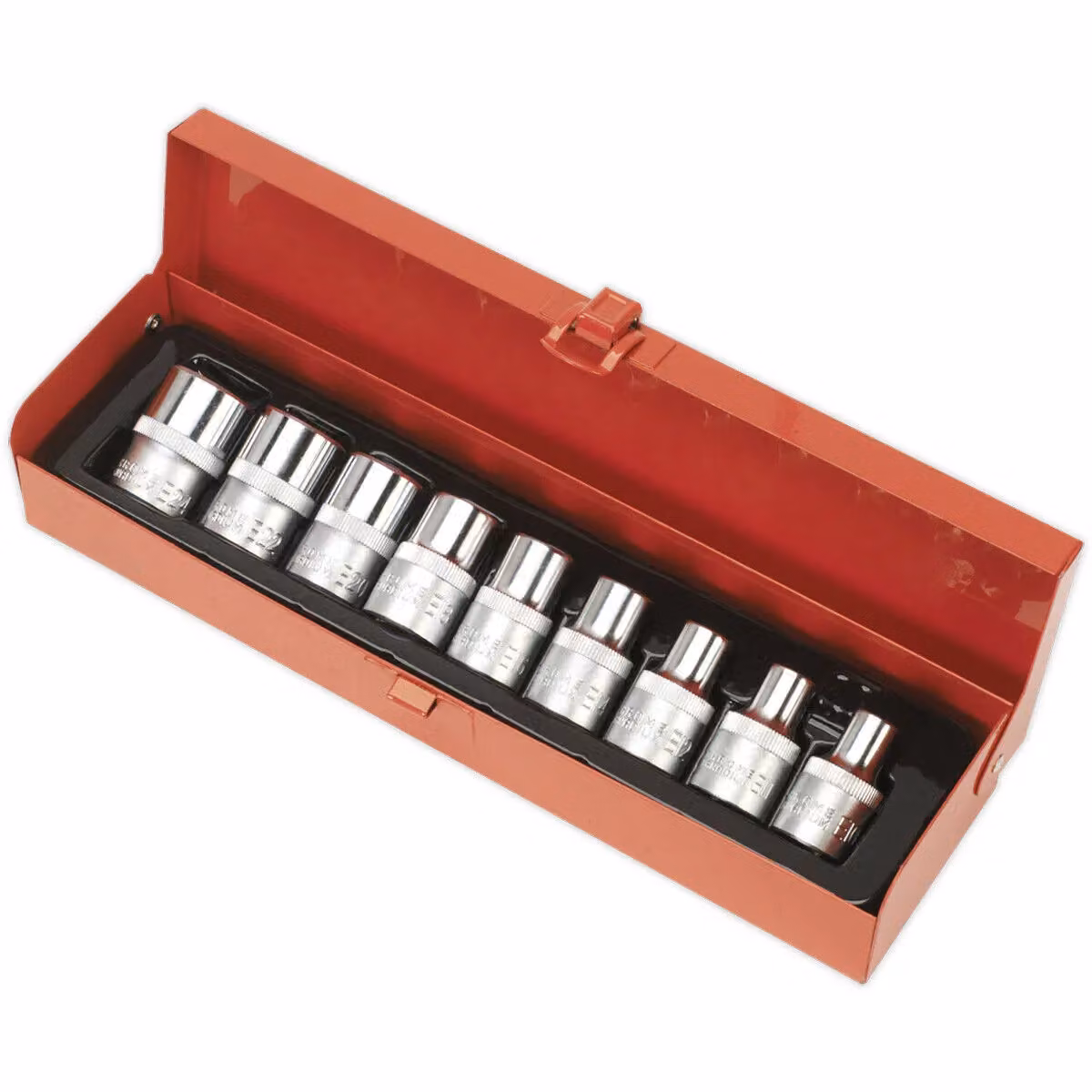 Loops 9pc TRX Star Female Socket Set, 1/2 inch Square Drive, E10 to E24, Silver – 3