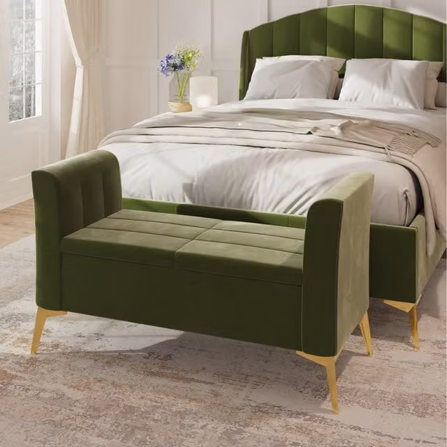 GFW Pettine Ottoman Storage Bench in Green