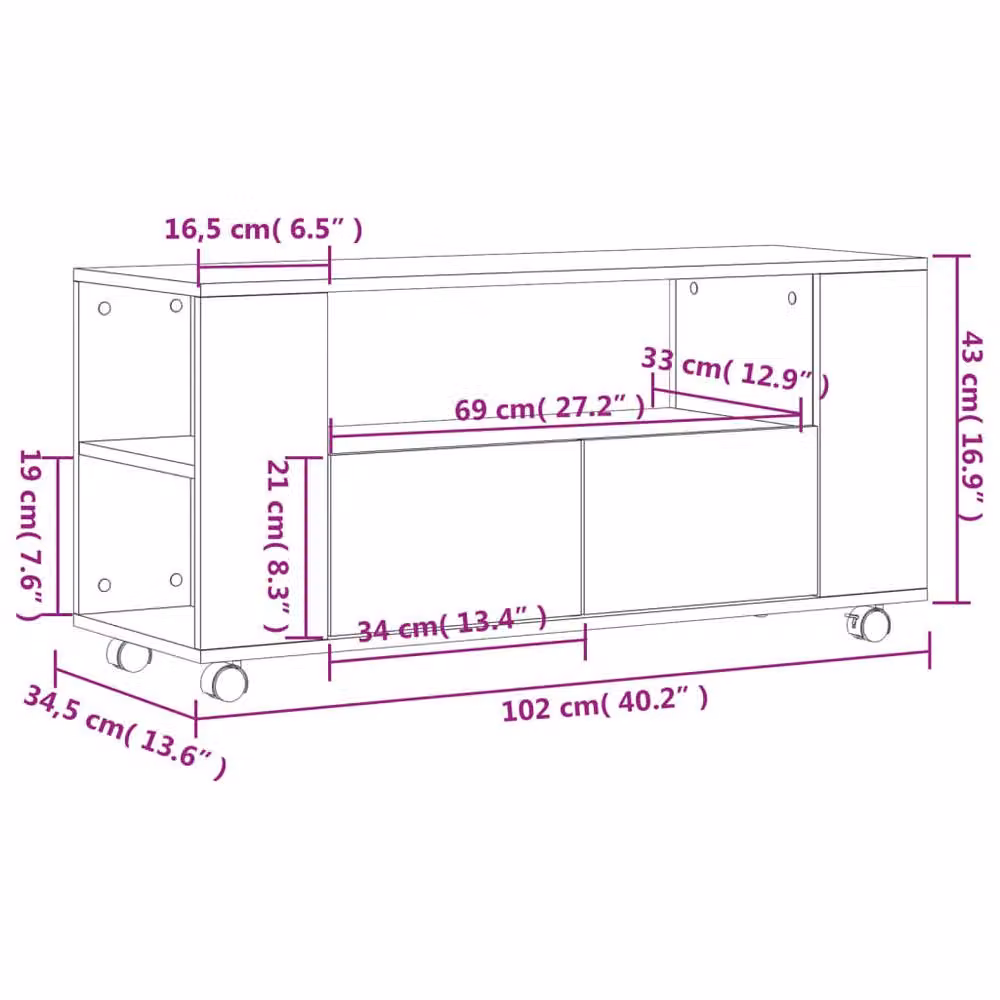 Berkfield Home TV Cabinet in Smoked Oak Brown, W/D/H: 102 x 34.5 x 43 cm – 5