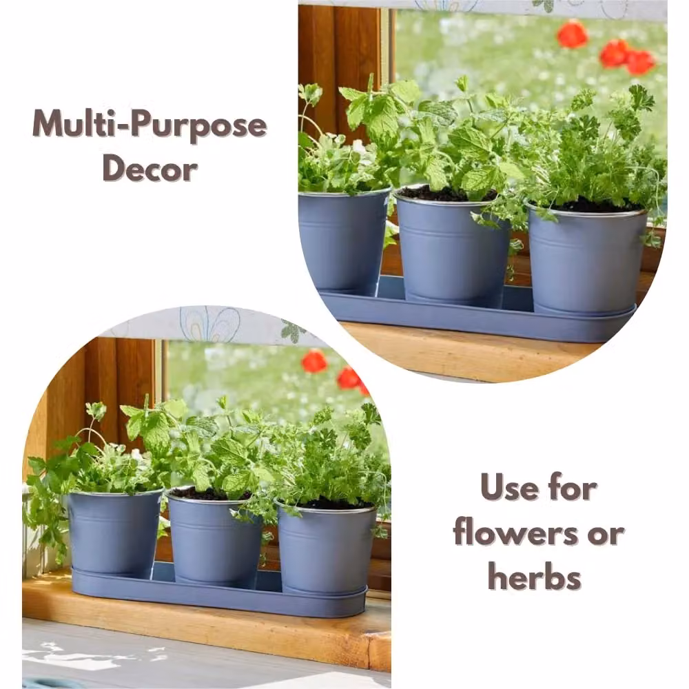 Marco Paul 3-Piece Metal Herb Plant Pots in Grey – 4