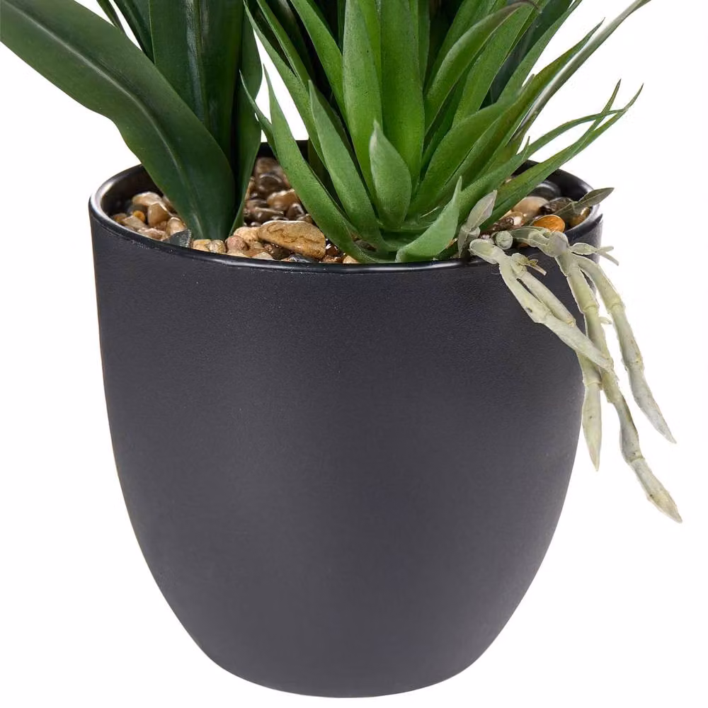 Wyld and Coco Red Bloom Faux Guzmania Indoor Plant in a Green Potted Tabletop Design – 3