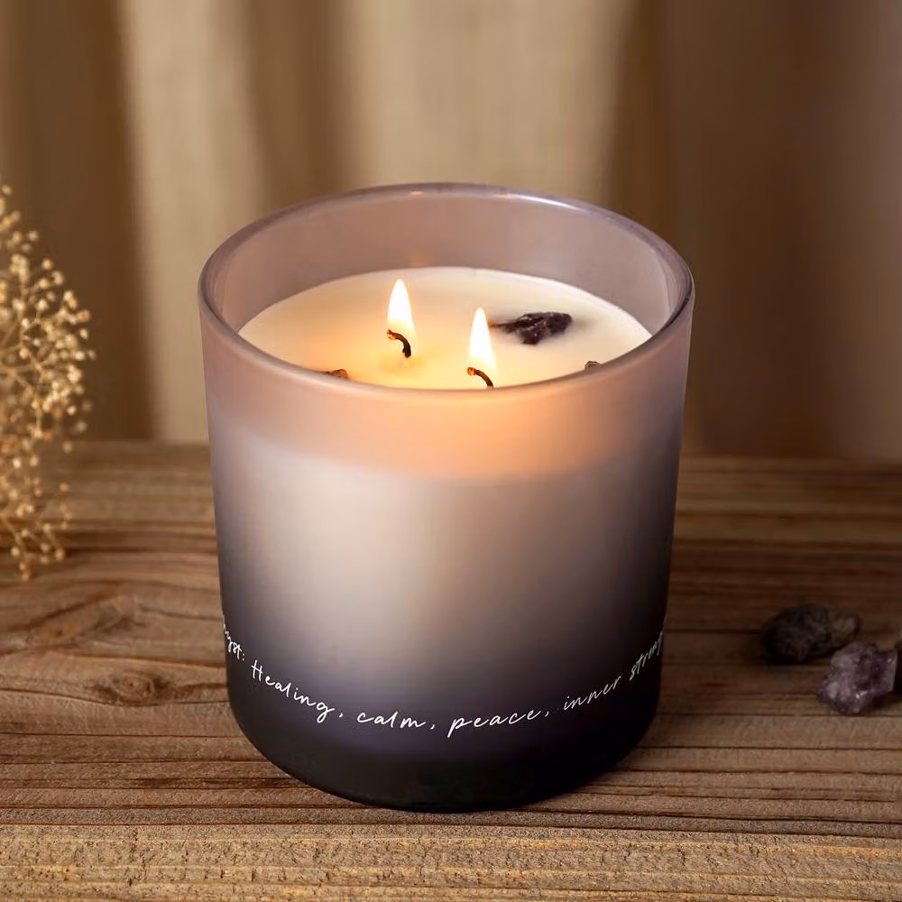 Serenity Amethyst Crystal Infused Votive Candle in Purple with Fruity and Oriental Scents – 3