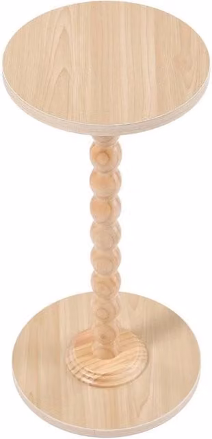 Spetlek Modern Small Round Natural Wood Side Table in Brown and Beige, H: 100 cm, W: 30 cm, D: 30 cm – 1