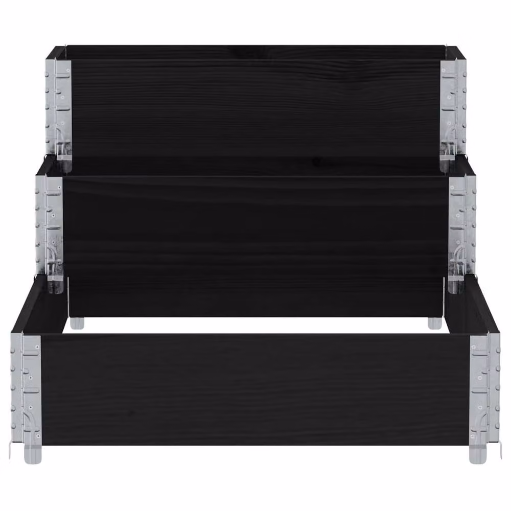 Berkfield Home Stable 3-Tier Raised Bed in Black Solid Wood and Metal, W: 120 cm, D: 80 cm, H: 60.5 cm – 4