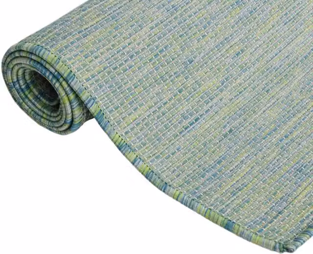 Berkfield Home Turquoise Outdoor Flatweave Rectangular Garden Rug, W: 140 cm, D: 200 cm