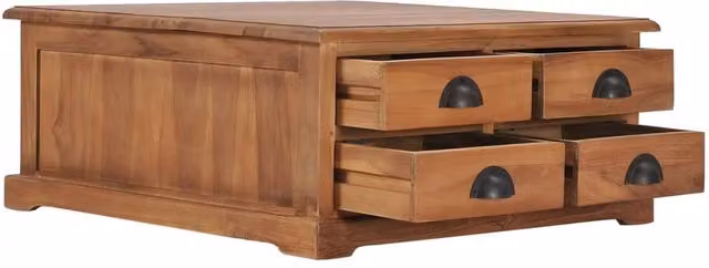 Berkfield Home Decorative Square Coffee Table in Brown Solid Teak Wood, W/D/H: 68 x 68 x 30 cm – 1