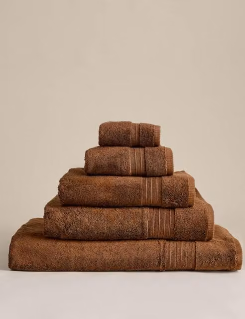 M&S Egyptian Cotton Fluffy Quick Drying Towel in Brown