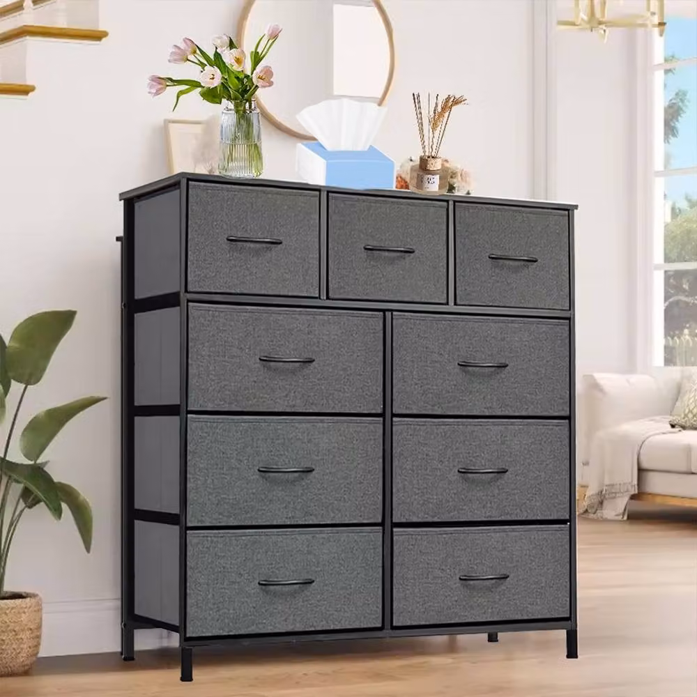 FORGEVIO 9 Drawer Fabric Chest of Drawers and Dresser in Grey – 3