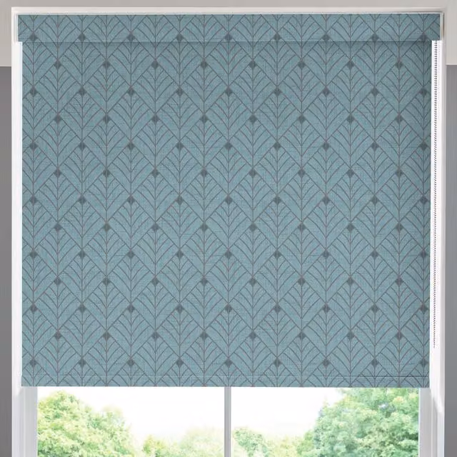 Terrys Solitaire Made to Measure Blackout Roller Blind in Aqua Blue/Turquoise