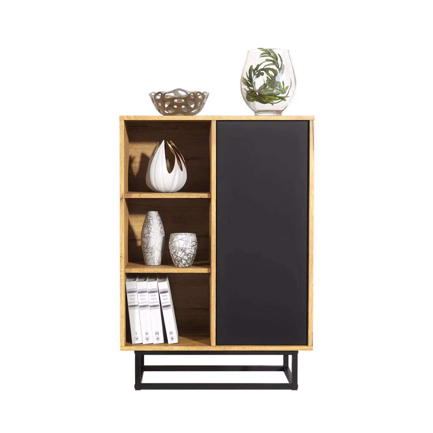 Mex Furniture LTD Loft Industrial Sideboard in Black, Brown and Multicolour, W: 100 cm, H: 70 cm, D: 35 cm – 4