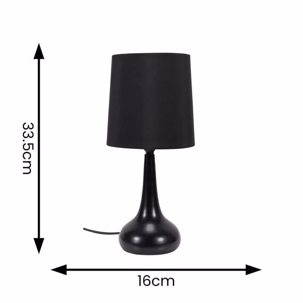 FORGEVIO Pair of Modern Grey Fabric Touch Table Lamps – 3