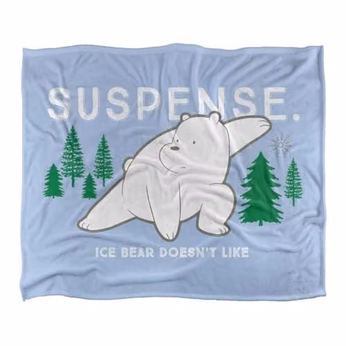 Cartoon Network We Bare Bears Suspense Silky Touch Super Soft Fleece Throw Blanket, White and Multicolour, W: 152 cm, D: 127 cm