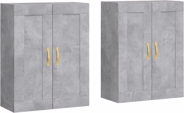 Berkfield Home Wall Mounted Cabinets in Concrete Grey, Set of 2