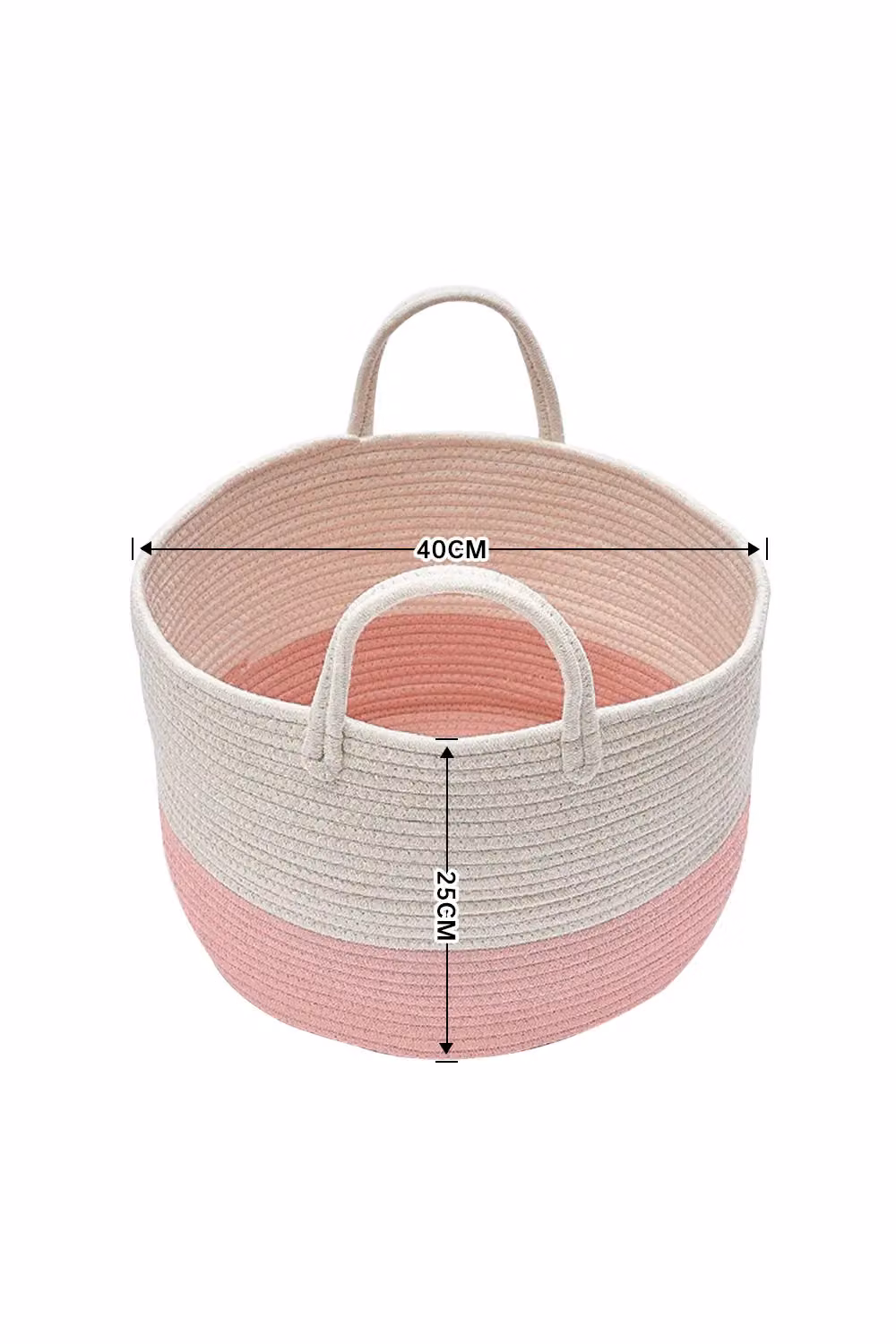 Living and Home 31L Pink Cotton Rope Woven Laundry and Toy Basket with Handles, Height: 25 cm – 2