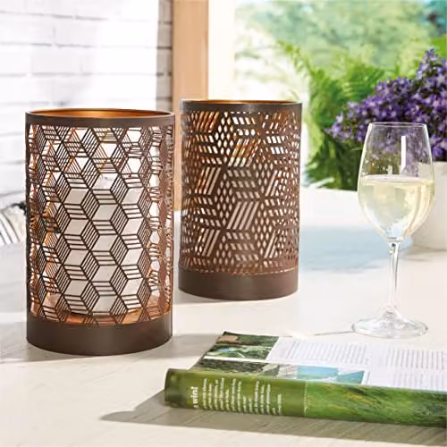 Esschert Design Solar LED Salisbury Outdoor Garden Table Lantern in Anthracite Metal with Realistic Flicker Effect, H: 23 cm – 3