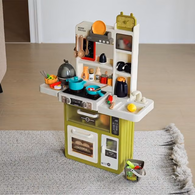 Livingandhome Kids Kitchen Playset with Spraying Mist in Green