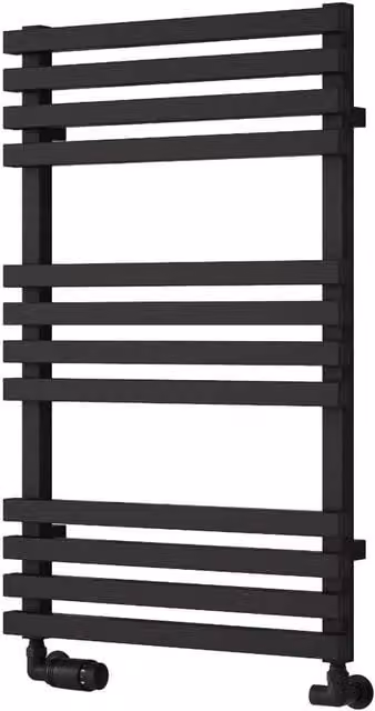 Bathroom Kingdom Kale Black Straight Heated Towel Rail, W/H: 50.0 x 81.6 cm