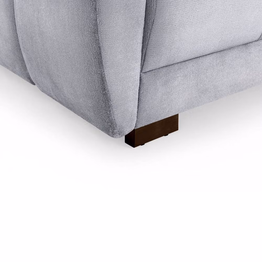 Furnishings For Less UK Zura Grey Fabric 3 Seater Sofa with Pillow Back and Wooden Legs – 2