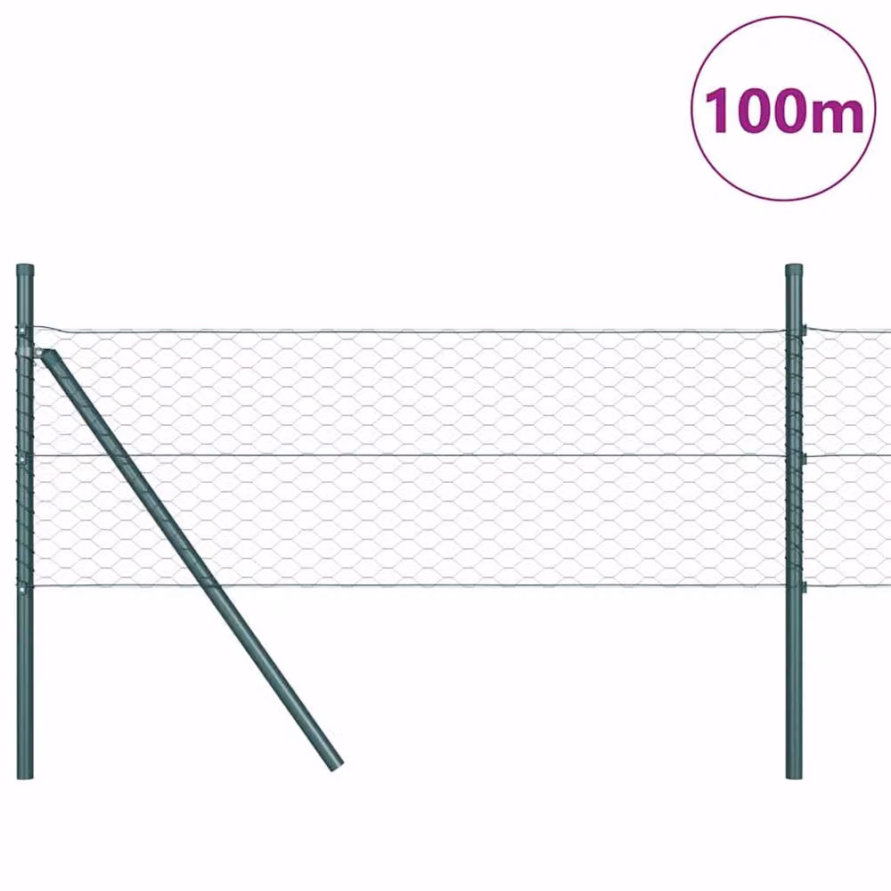 Berkfield Home Green PVC Coated Steel Hexagon Wire Mesh Fence, 0.5 x 100 m – 2