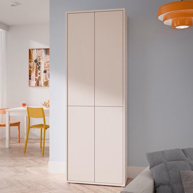 Furniture To Go Alice Springs 4 Door Tall Storage Cabinet with Push-Open Doors in Sand
