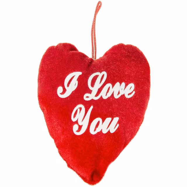 LG-Imports I Love You Red Velvet Heart Plush Pendant, Red and White, 13 cm