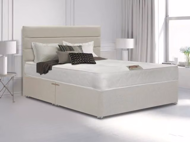 IKEA Deluxe Super Damask Orthopaedic Euro Divan Bed, Beige, W/D/H: 140 x 200 cm