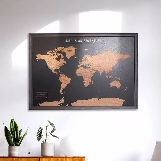 Fragranced Humour Black Cork Board Map Travel Gift, W: 93.5 cm, H: 64.5 cm, D: 2 cm – 1