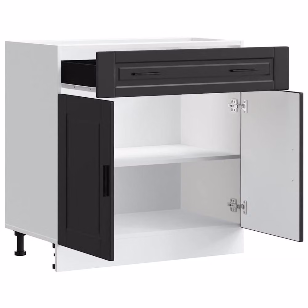 Berkfield Home Porto Black Kitchen Base Cabinet in Matt Engineered Wood – 4