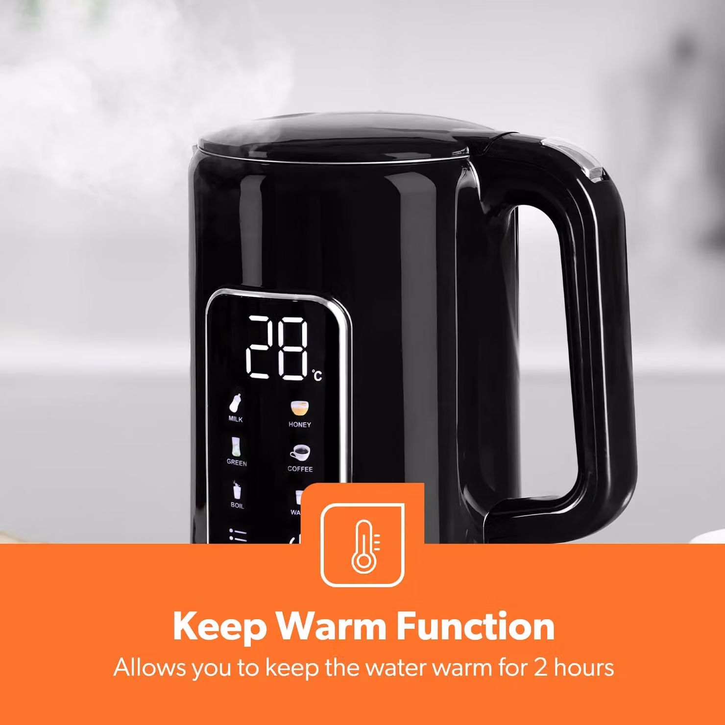 Geepas Black Digital Electric Kettle 1.7L and 2 Slice Bread Toaster Combo Set – 3